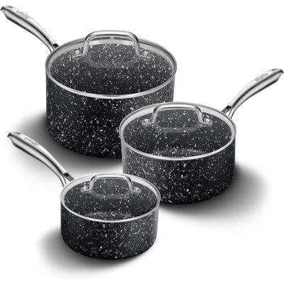 Granite 3 Quarts Non-Stick Aluminum Saucepan Set