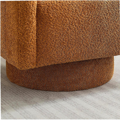 Fauteuil d'appoint pivotant carré de 29,13 po de largeur, fauteuil rotatif moderne avec dossier ouvert, rotation à 360 degrés, fauteuil club avec coussin de dossier amovible pour salon, hôtel, chambre à coucher, caramel