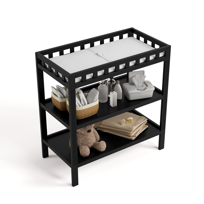 Table à langer avec coussin Morningside, Noir, noir, noir, noir