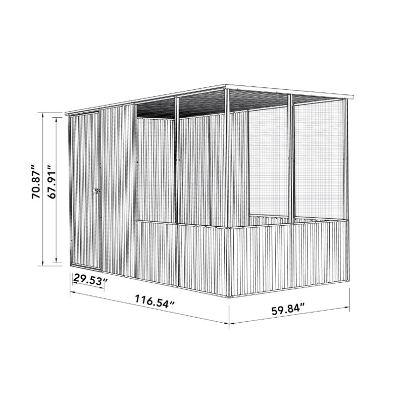 Absco Poultry Paradise Absco with Chicken Run, 70.8" H x 60" W x 116.4" D
