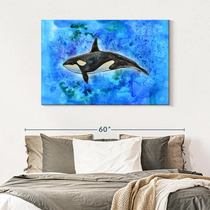 Brampt Orca On Blue, 32'' H x 48'' W