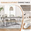 Table de salle à manger 71 po pour 6 personnes, table de cuisine rectangulaire rustique avec pieds en métal à tréteaux, table de salle à manger en bois-33398734-33398738