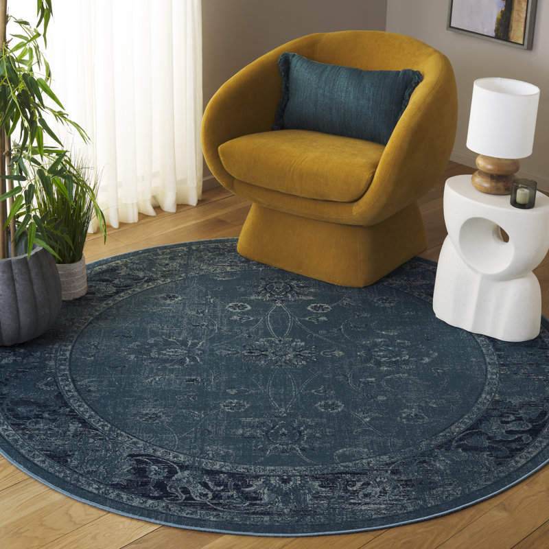 Beldale Blue Area Rug, Round 6'