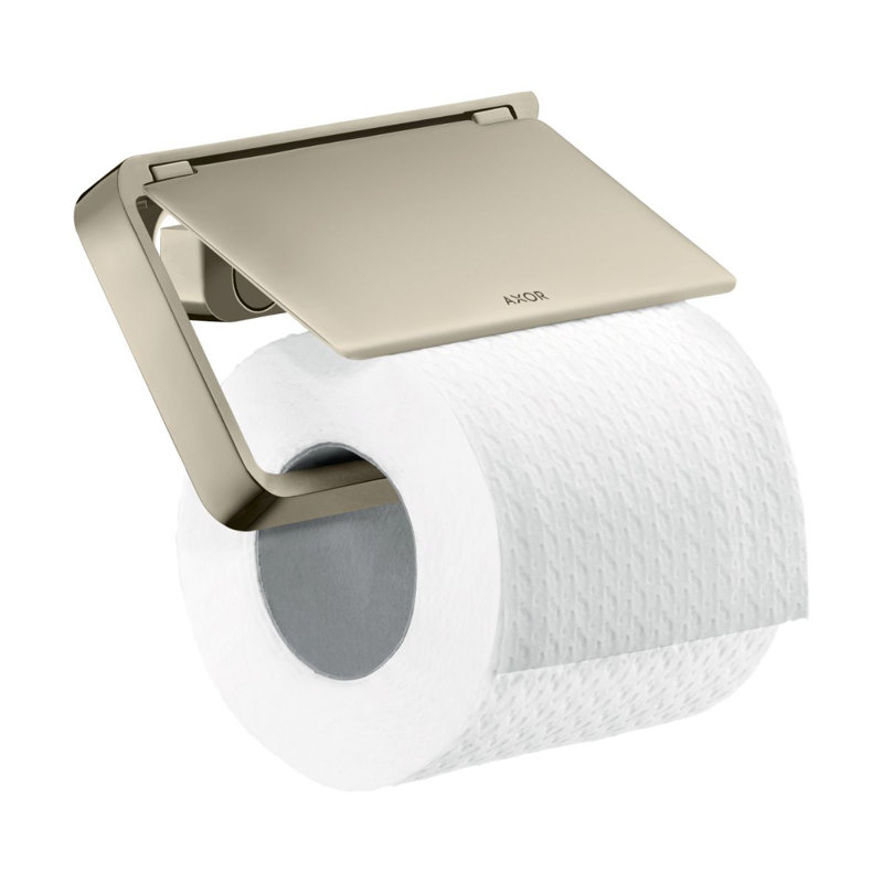 Wall Mount Toilet Paper Holder with Cover, Polished Nickel