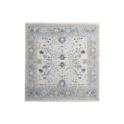 10'x10' Summer Grey Oushak All Over Floral Wool Hand Knotted Square Rug 631FBC7C68EB4D9FB63F3544702356DD