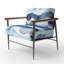 Fauteuil d'appoint abstrait en velours abstrait Classic Blue Waves II-2090696822
