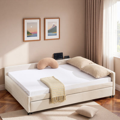 Upholstered Daybed With Trundle And Usb