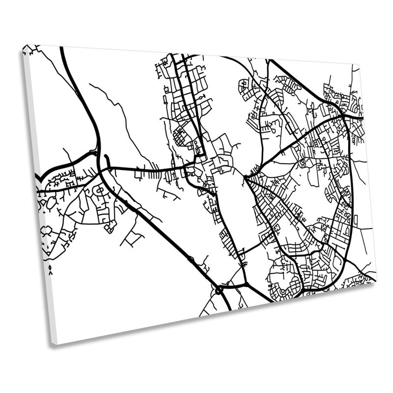 Oxford Map City Minimalistic Modern - Wrapped Canvas Print, 30.5cm H x 45.7cm W x 2cm D