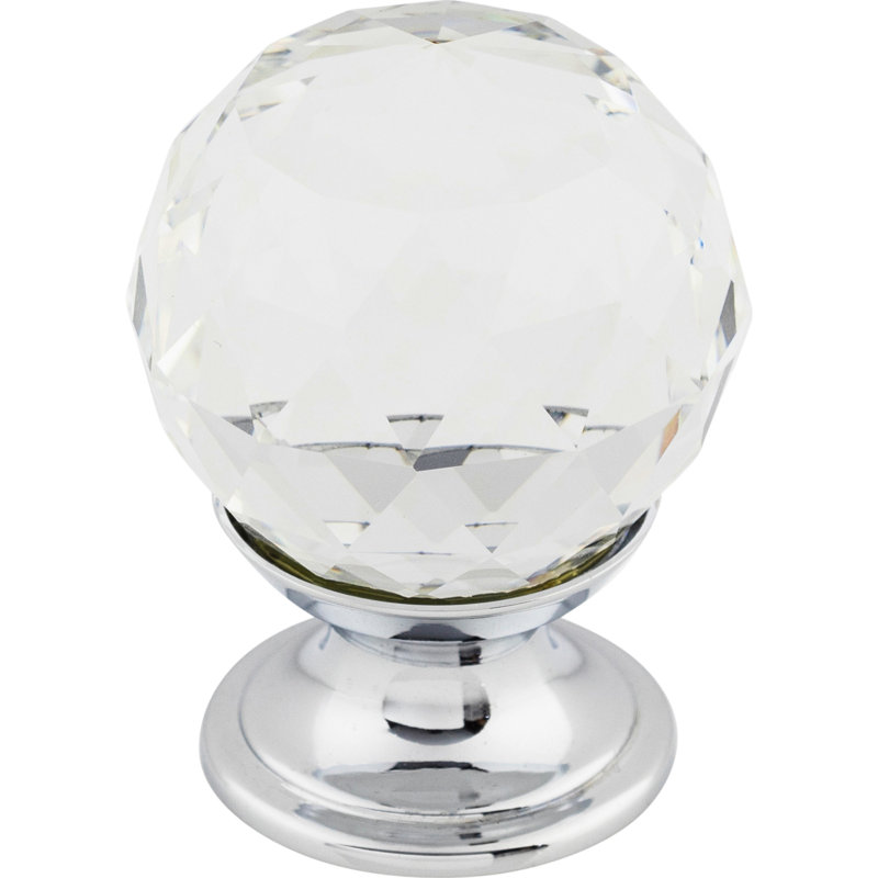 Wine Crystal 1 1/8" Diameter Round Knob, Clear, Polished Chrome