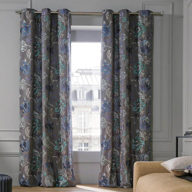 Magellan Cotton Blend Semi Sheer Single Curtain Panel, 135 W x 375 D cm, Grey