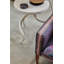 Polished Inner Horn End Table with Cream Cow Hide Top