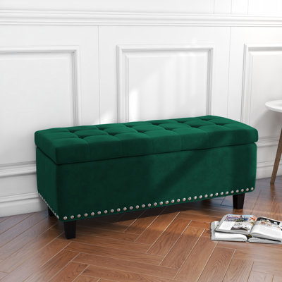 Worcester 104.9Cm Wide Velvet Tufted Rectangle Standard Ottoman with Storage