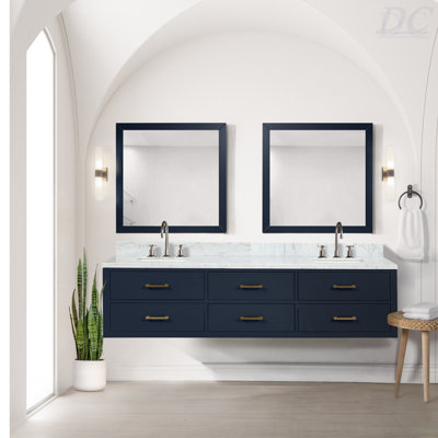 Double Bath Vanity 80 In. W X 22 In. D, Carrara Marble Top, And Faucet Set