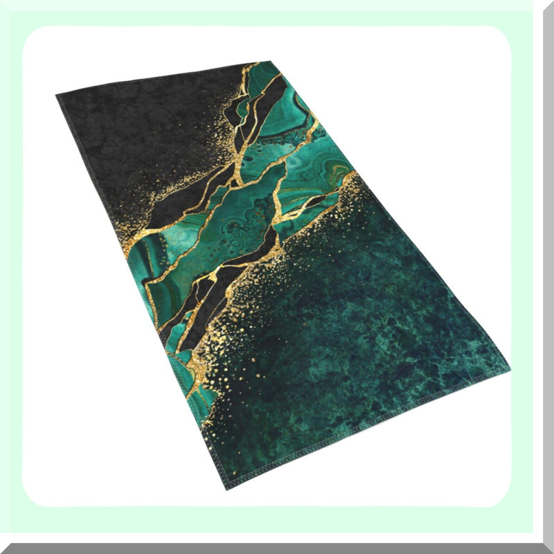 LuxSoft Green Marble Hand Towels - Ultra Absorbent, Luxurious Texture for Bathroom, Hotel, Gym, and Spa - 27.5x15.7in