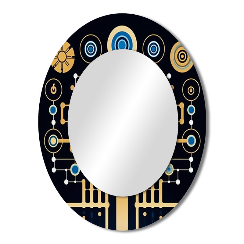Future Geometry Awakening Of Awareness III - Modern Oval Wall Mirror, 43" x 33"