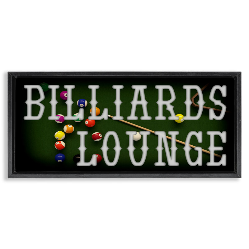 Cadre flottant Billiards Lounge, conçu par Marcus Prime, H 11 po x l 25 po, Cadre flottant noir de jais