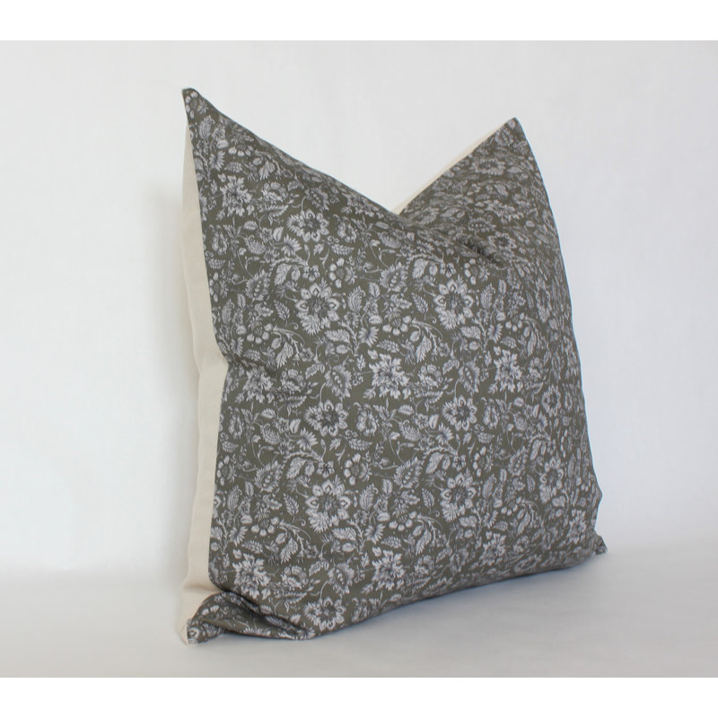Floral Cotton Pillow Cover, 20" x 20"