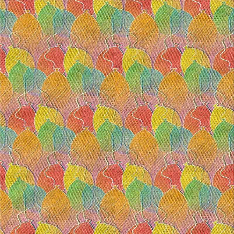 Tapis vert/rouge à motifs, Carré 4 pi