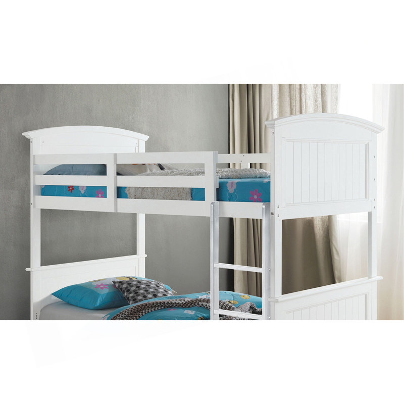 Transition Twin Full Bunk Bed White Finish Plank Style And Bracket Feet