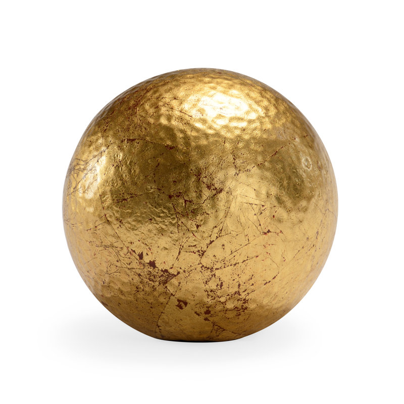 Hammered Ball Sculpture, Gold, 5" H x 5" W x 5" D