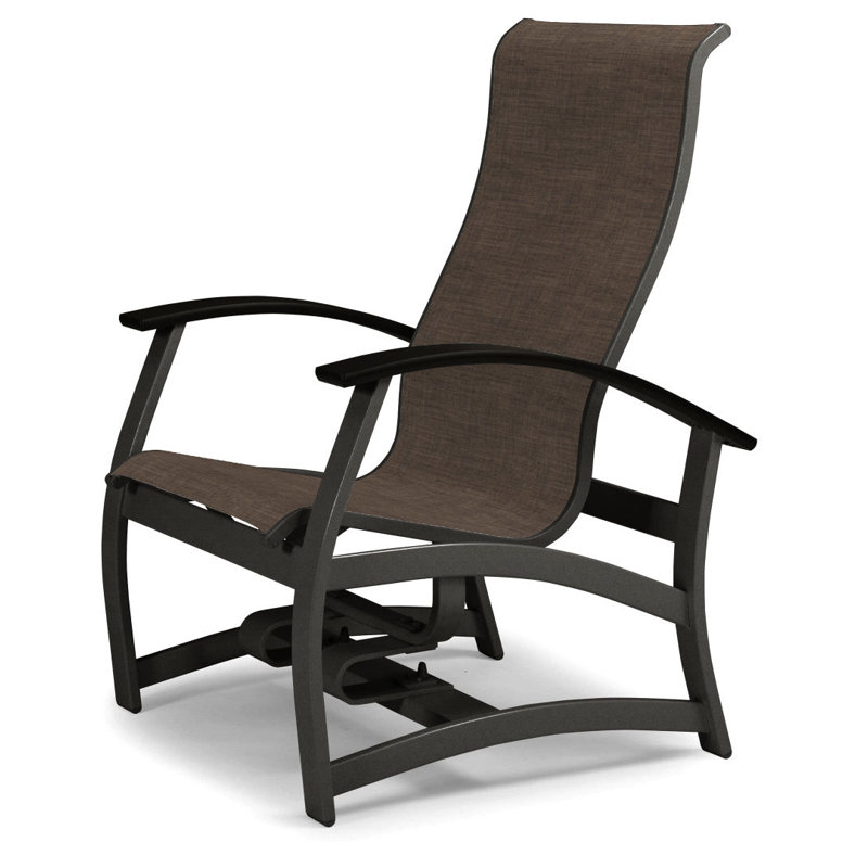 Askar Powder Coated Aluminum Outdoor Lounge Chair, Black P70, Mocha Sunbrella®, Textured Graphite