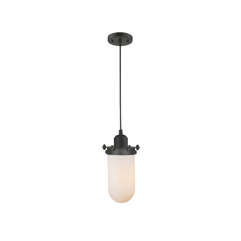 Luminaire suspendu 1 lumière à urne Baylor, Bronze huilé, Blanc mat