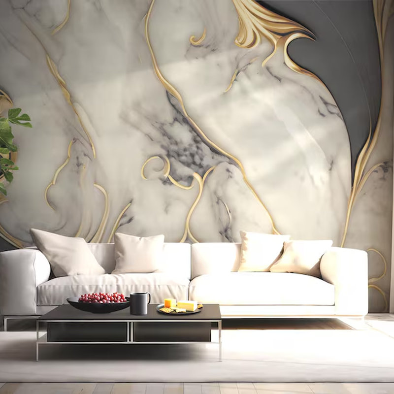 Adhésif décoratif gris et or gris marbré, L 236 po x l 117,96 po