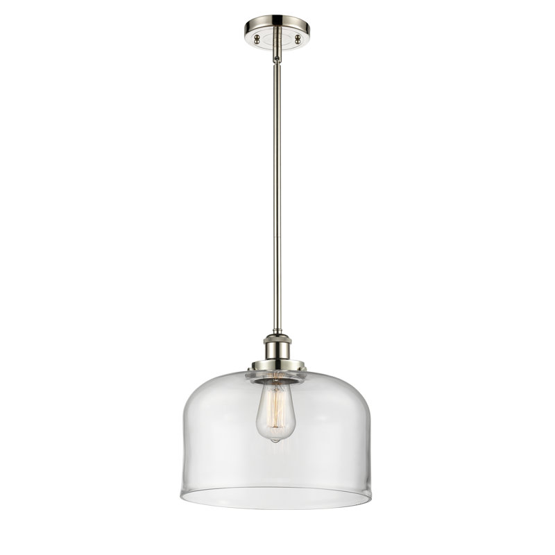 Ballston Urban Bell - 1 Light 12" Stem Hung Mini Pendant, Clear, No Bulb Included, Polished Nickel