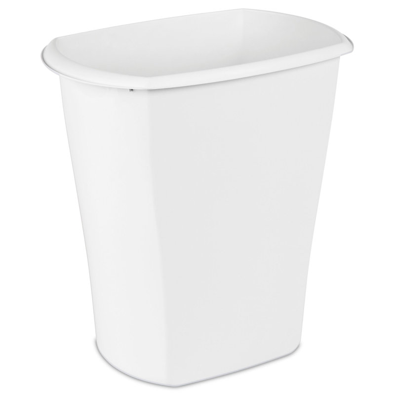 Sterilite White Ultra Plastic Wastebasket Trash Can, 19.25'' H x 12.25" W x 18.5" D, 6
