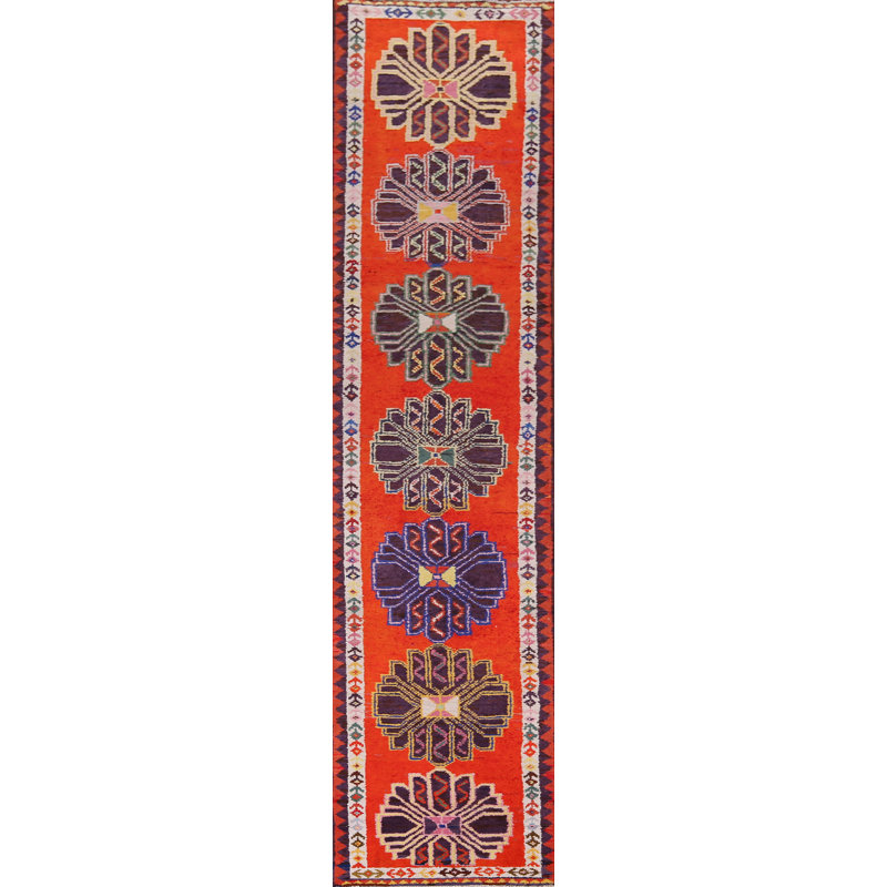 Tapis de couloir oriental en soie fait à la main 3 x 14 po Anatolian