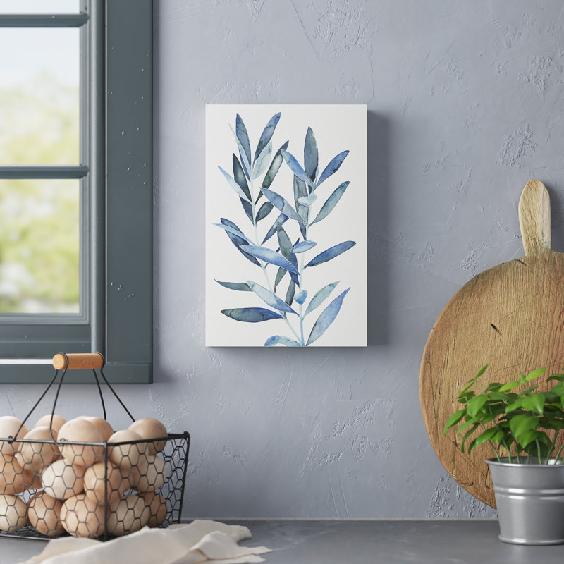 Indigo Leaves III by Megan Meagher - Wrapped Canvas Painting, 76cm H x 51cm W, Wrapped Canvas