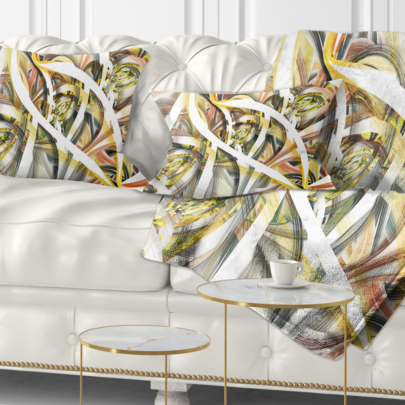 Fleurs symétriques en spirale fractale - Coussin décoratif imprimé abstrait