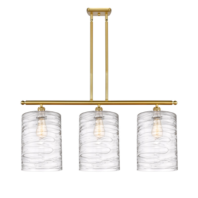 Luminaire suspendu tambour 3 lumières Dublin, Tourbillon déco, Or satiné