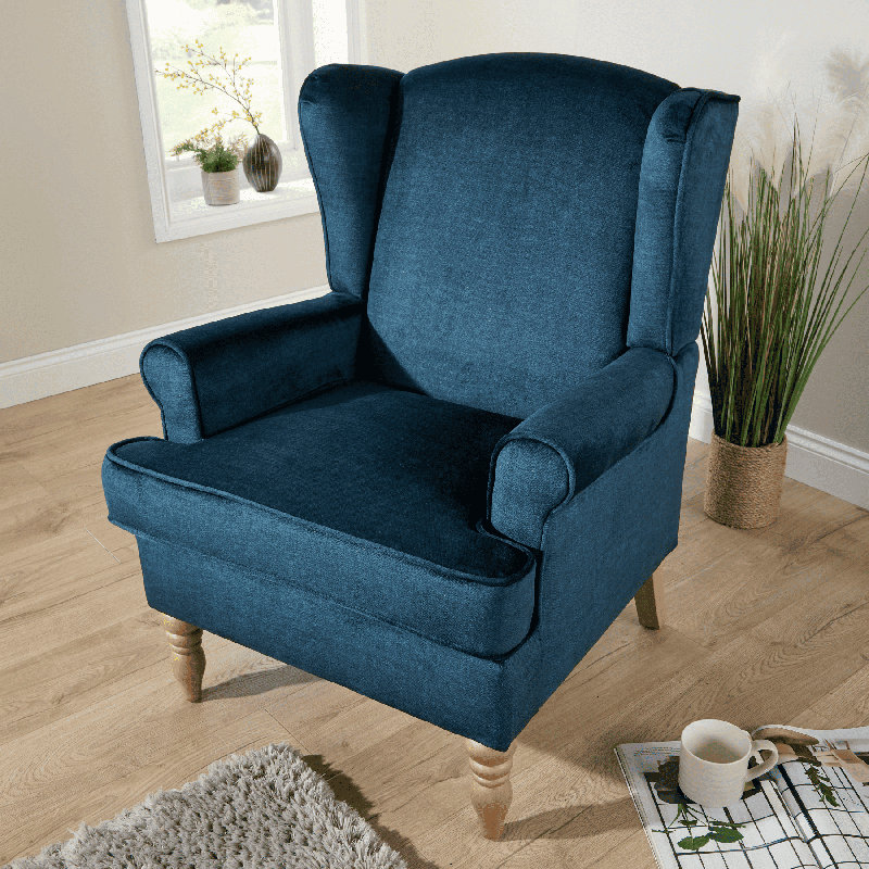 Helena Wingback Chair, Blue