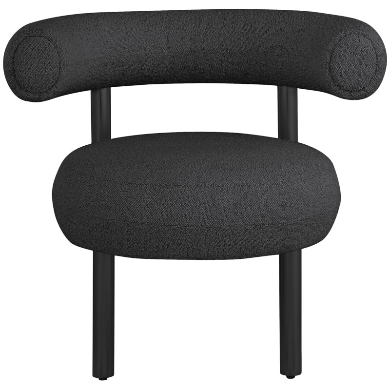 Bordeaux Boucle Fabric Accent Chair, Black Boucle Fabric, Black