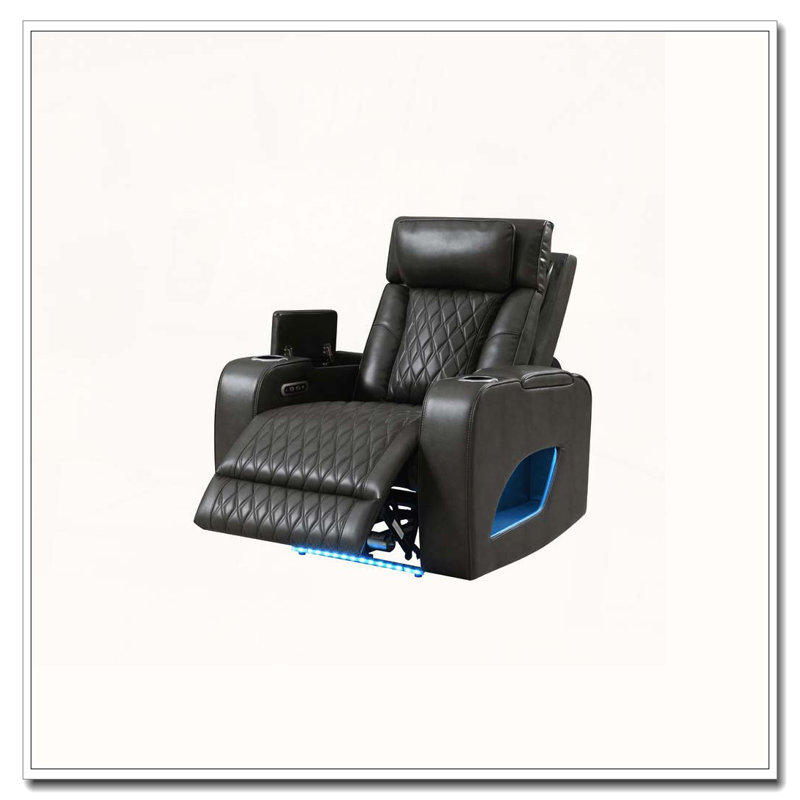 Fauteuil inclinable électrique en cuir synthétique avec repose-tête électrique, chargeur sans fil USB et DEL