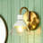 Modern 1-Light Black & Gold Cone Clear Glass Wall Sconce for Damp Indoor-1406235036-1406235037