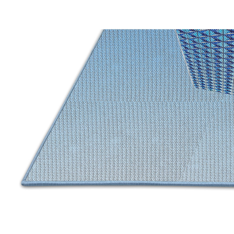 Tapis bleu/mauve à tisser électrique, Rectangle 5 pi x 7 pi