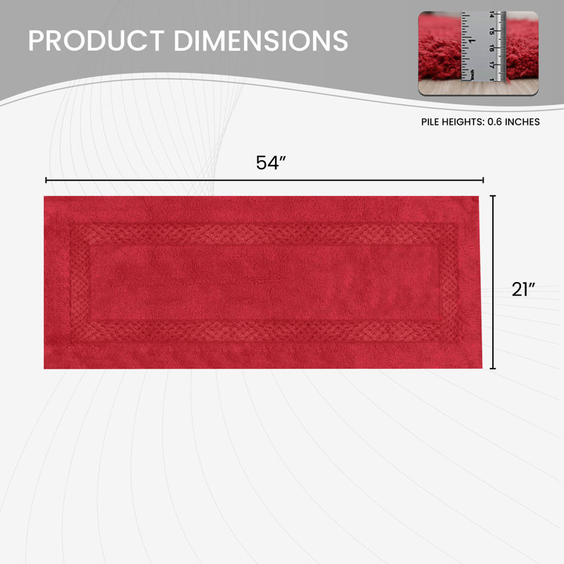Tapis pour salle de bain Antigona, l 21 po x L 54 po, Rouge