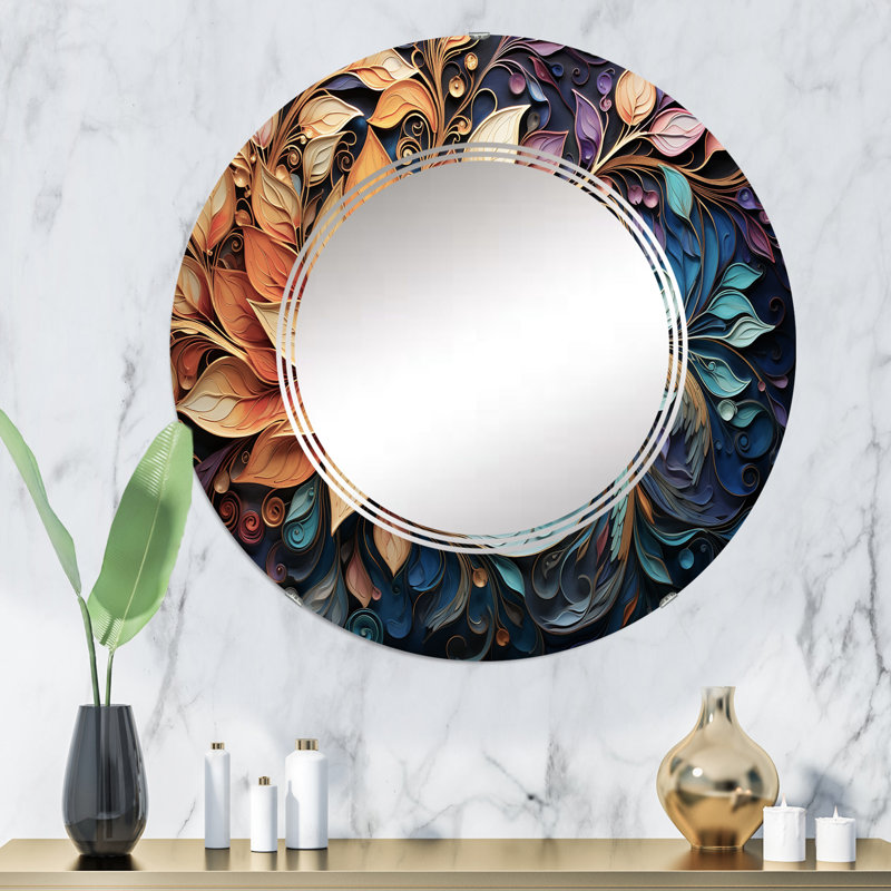 Montecello - Miroir mural rond indien, 32 po x 32 po