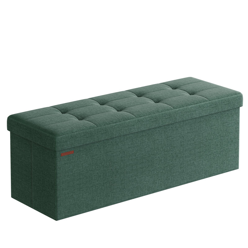 110x38x38cm Linen Upholstered Storage Bench, Retro Green