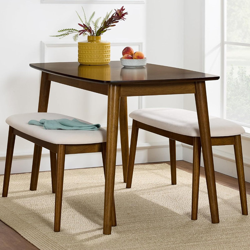 3-Piece Mid-Century Modern Wood Dining Kitc...