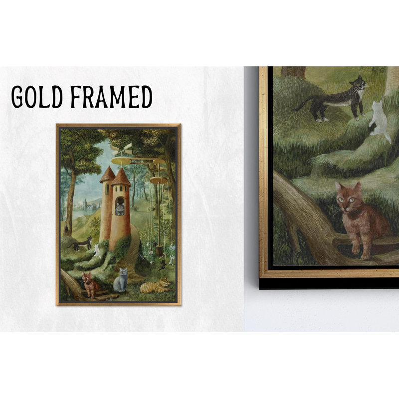 Remedios Varo Cat, art mural abstrait, toile encadrée dorée 1P, 82,7 po H x 47,3 po l