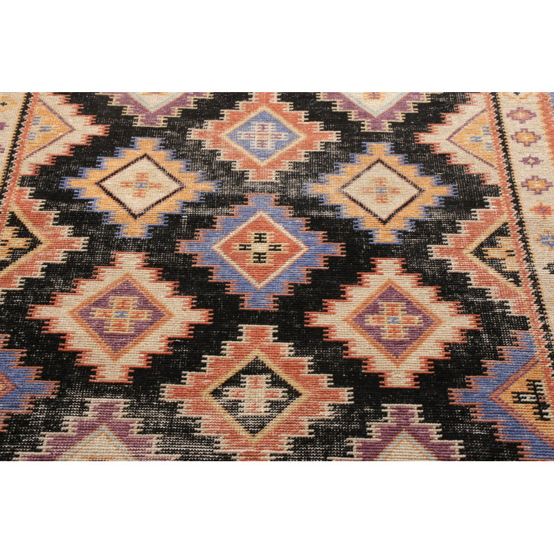 Distressed Homage Hand Knotted Wool Geometric Area Rug, Rectangle 13' x 19'