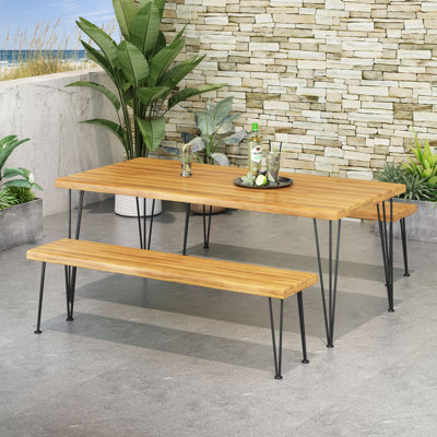 Ensemble repas pour table et 2 bancs topanga teck