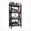Rangement ouvert à 4 niveaux Bakers H 56,3 po x L 25,6 po de style maison de campagne | Acier Bois | Noir brun