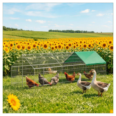 Parc à poules avec tissu Oxford et structure en acier pour la volaille et les petits animaux