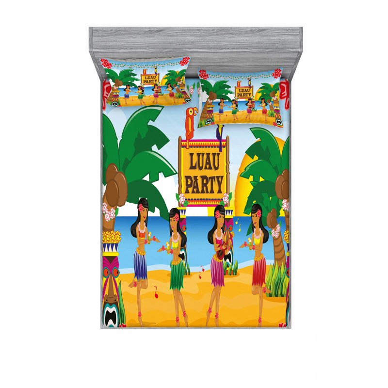 Ensemble de draps Hawaiian Luau Py, Ensemble de drap pour grand lit avec drap-housse
