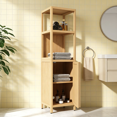  Siner Bamboo Bathroom Cabinet With Magnetic Suction Door
