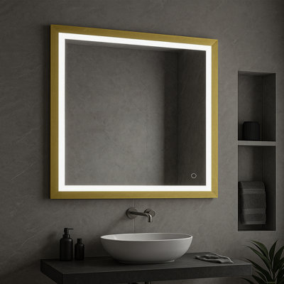 LED Lighted Bathroom Vanity Mirror with Frontlit and Backlit Stepless 3 Colors Temperature Light & Anti-fog Wall Mirror